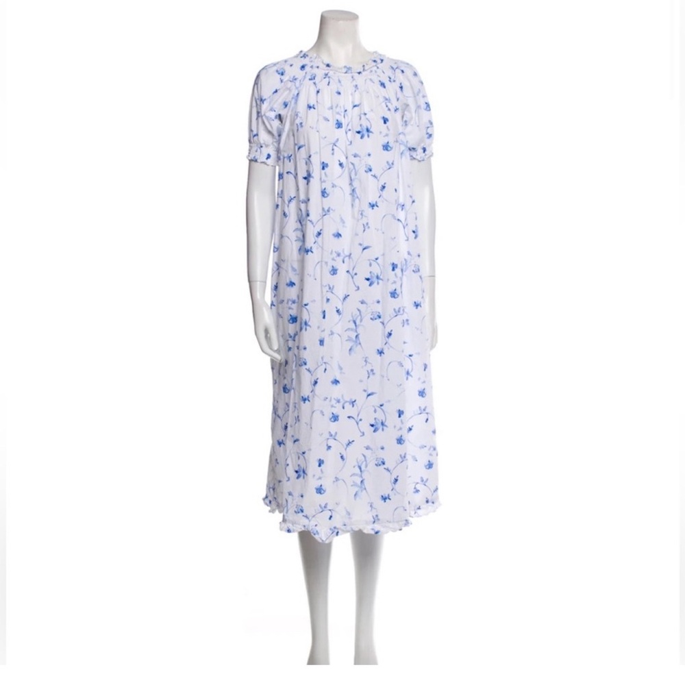 Hill House Women’s Caroline Nap Dress Blue Botanical Floral Romantic Girly sz S